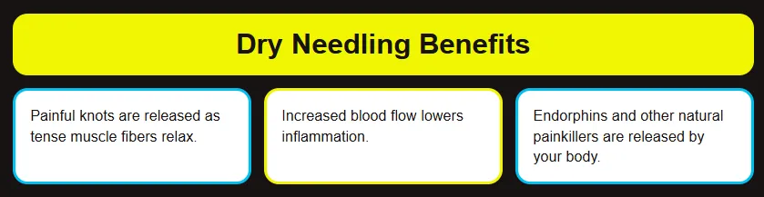 Sports physical therapist explains dry needling benefits showing pain relief, blood flow, endorphins